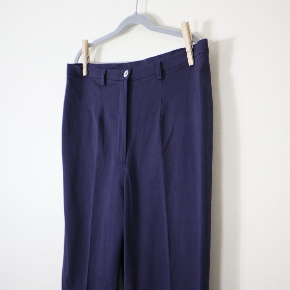 Piazza Sempione IT 46 US 10 High Rise Pants Straight Leg Blue Stretch Cotton - Picture 4 of 9
